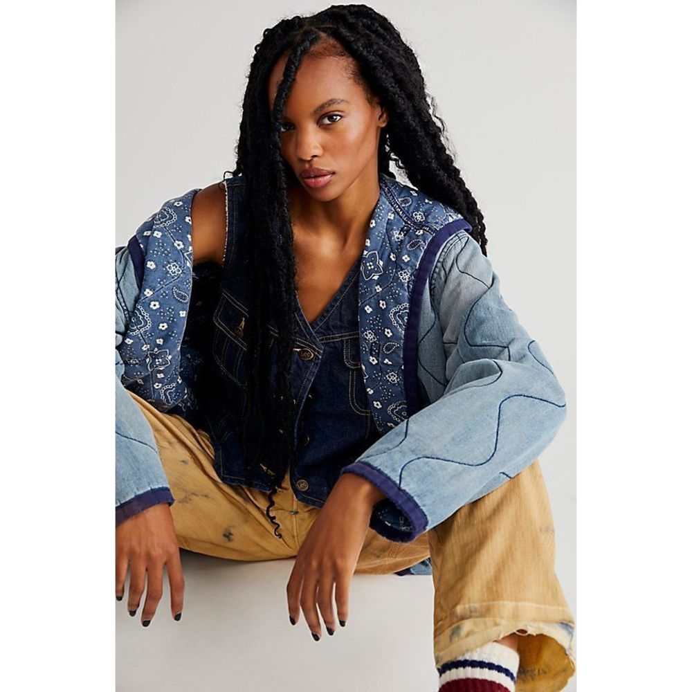 Free People by Dr. Collectors Reversible Denim Windbreaker - Picture 3 of 16